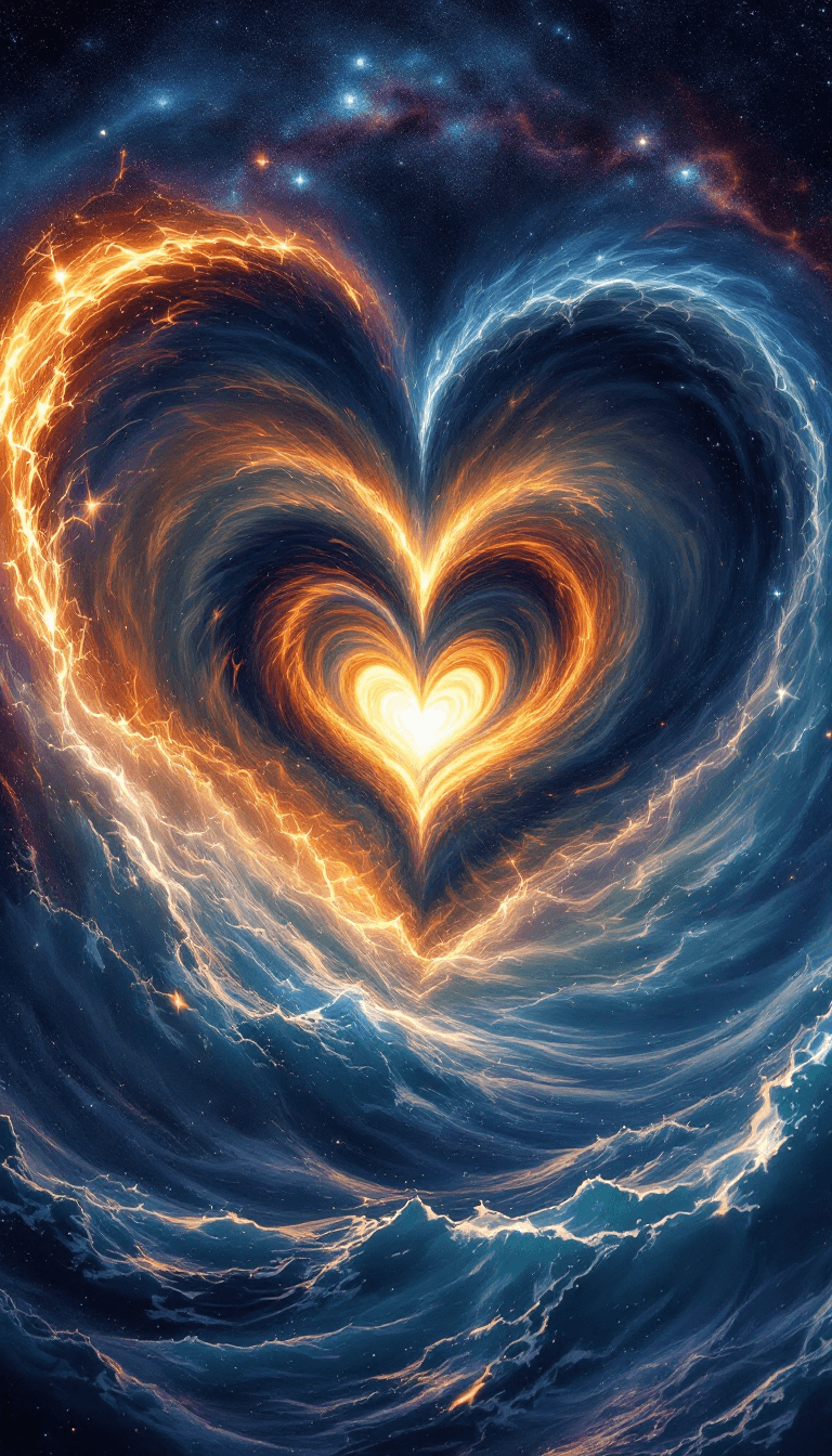 AI generated: (Loveheart Eye open) :: Swirling hyperrealistic hyperspatial vortex tornado of a loveheart, each hal...