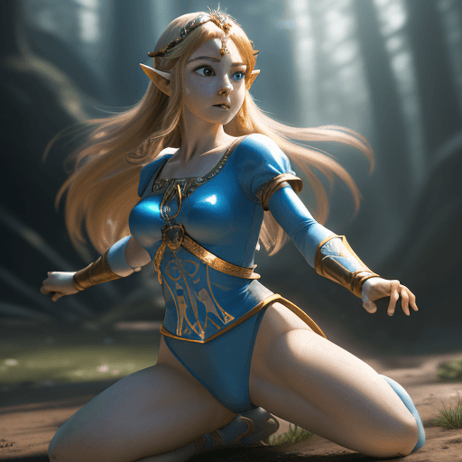 AI generated: Princess Zelda, action scene, 8k, High detail RAW color photo, realistic, (photo realism:1. 4), high...