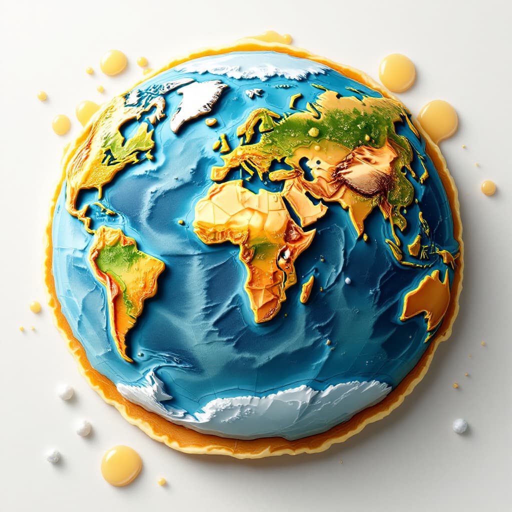 AI generated: Earth being flat in form of pancake and honey as maps