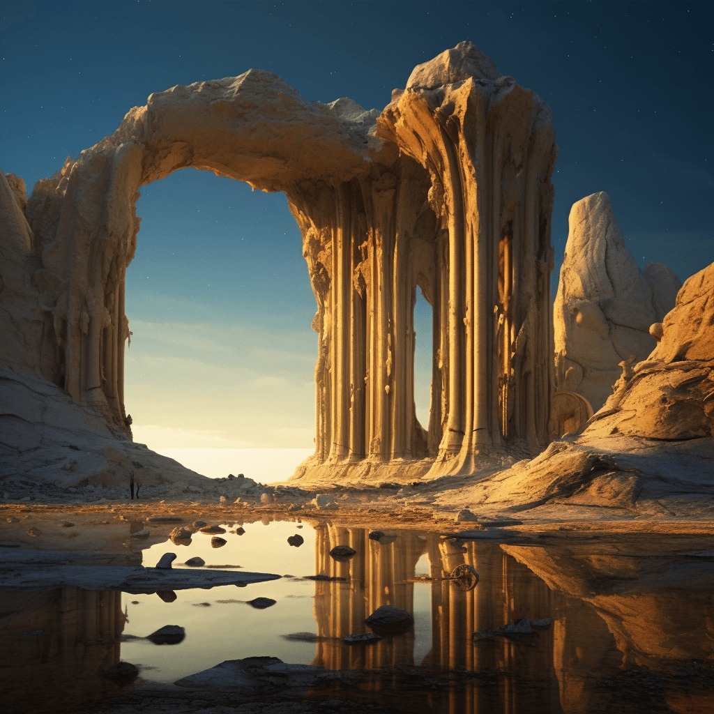 AI generated: alien ruins, scifi, blurred, future