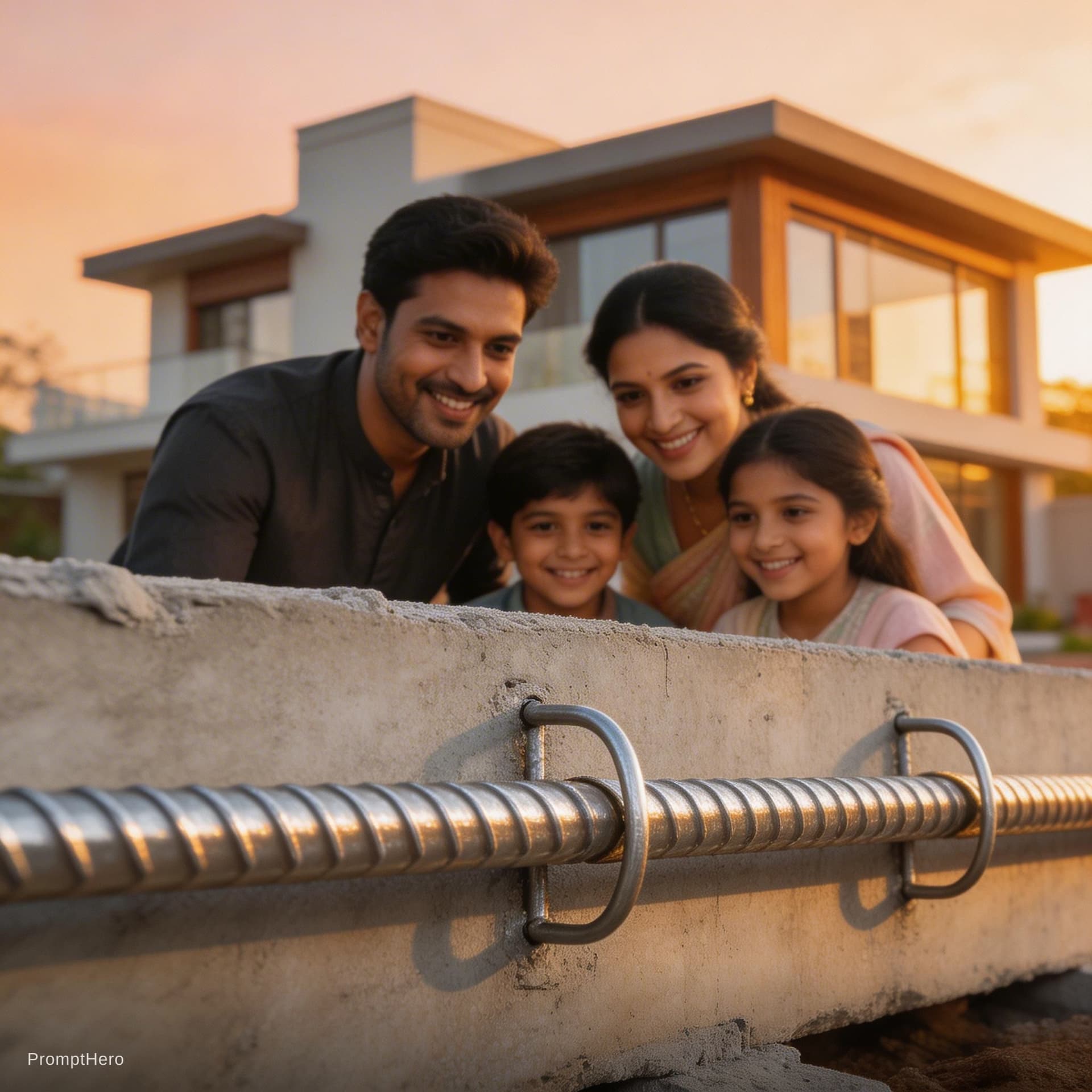 AI generated: "A cinematic, high-quality advertising photography shot. In the background, a luxurious modern villa...