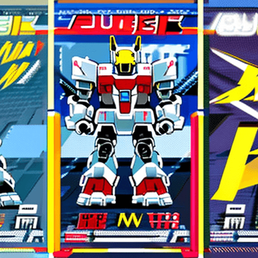 AI generated: gundam mecha illustration japanese poster style japanese fonts