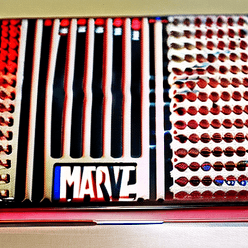 AI generated: A thin laptop with marvel theme
