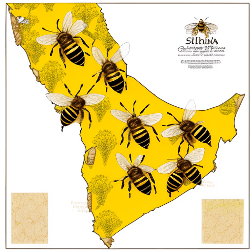AI generated: sri lanka map, bees pattern on that, white backgrounds, bees and honey all over the country, 