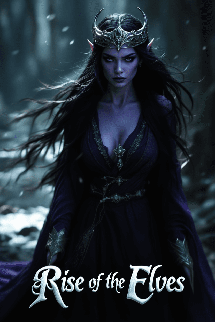 AI generated: use the image provided add text to this image "Rise of the Elves" at the bottom of the Image in colo...