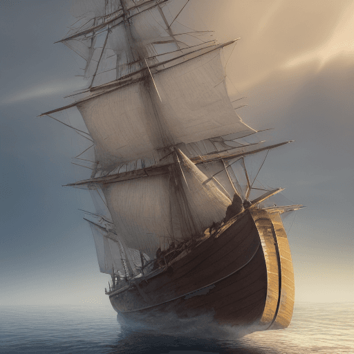 AI generated: Photo of a ultra realistic sailing ship, dramatic light, pale sunrise, cinematic lighting, battered,...