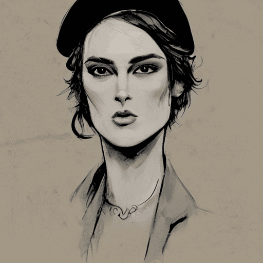 AI generated: Concept art of a beautiful female industrial 1900s gangster   in the style of Ashley Wood ,Keira Kni...