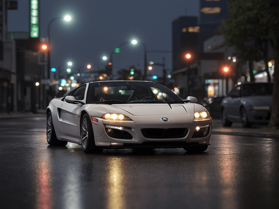 AI generated: [bmw m3 : (honda nsx 1990s:1.2) ], neon street, city, (night city:0.8), <lora:LowRA:0.3>, after rain...