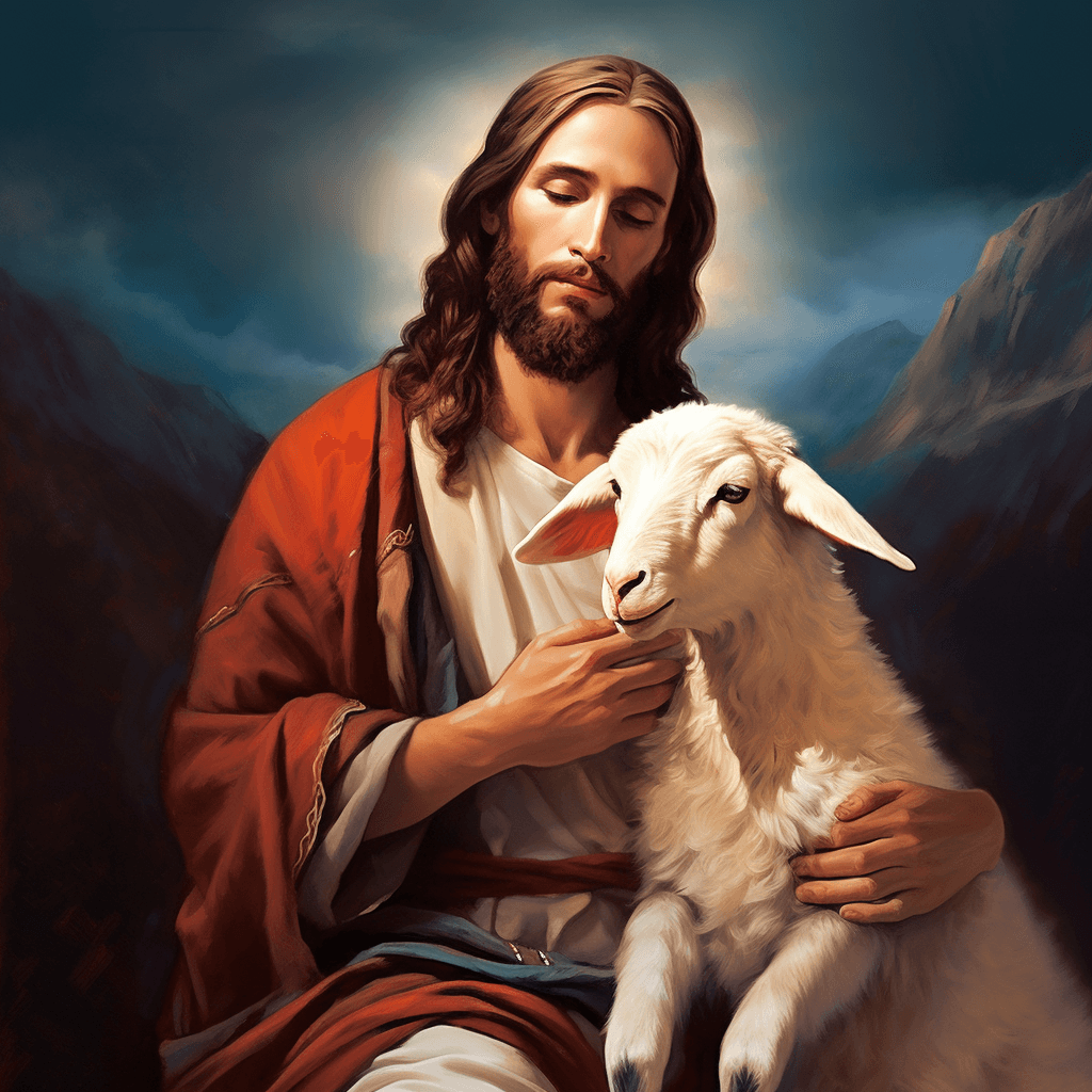 AI generated: Jesus Christ with lamb 