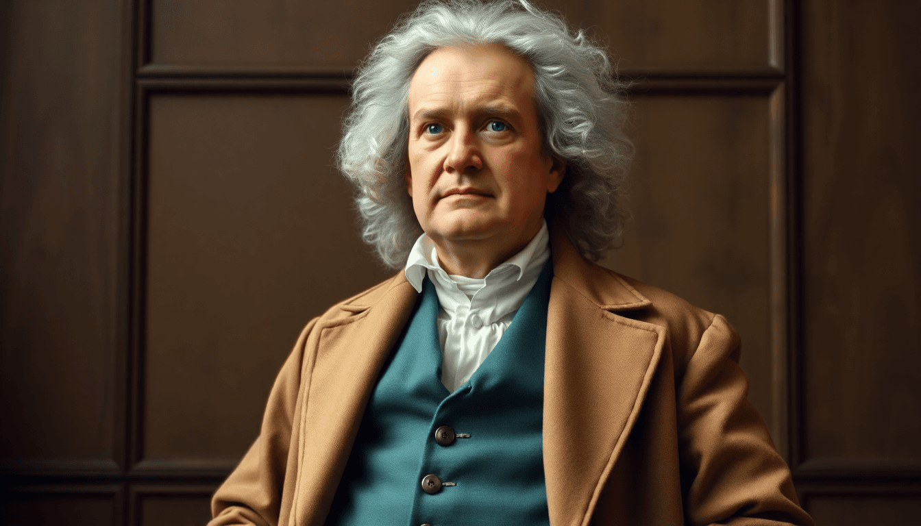 AI generated: an image of a middle-aged, light-skinned man resembling Isaac Newton in a 17th- or 18th-century styl...