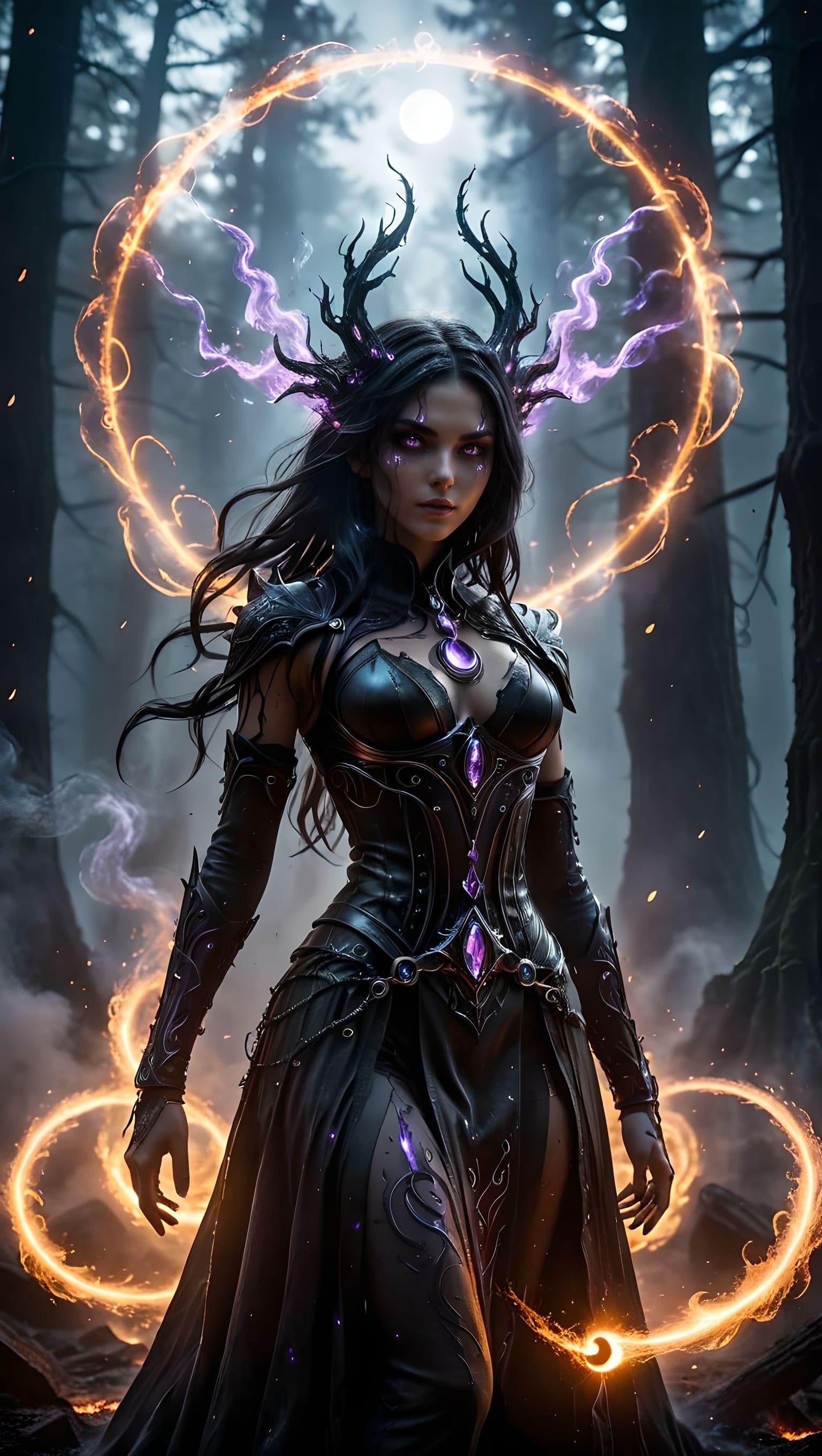 AI generated: Elemental familiar bound to forbidden magic, faceless humanoid formed of shifting black mist and glo...