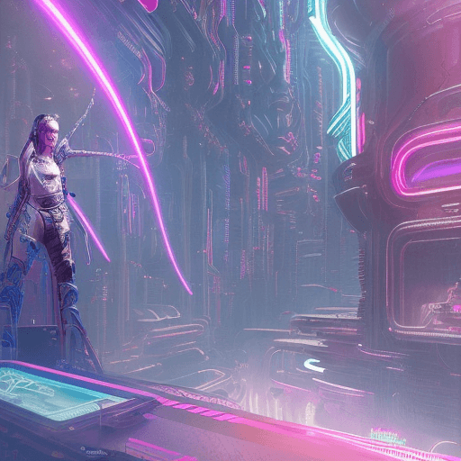 AI generated: a stunning 3D depth futuristic game cyberpunk neon cyberpunk 2077  of a full length view   of a stun...