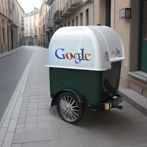AI generated: a trash view front with the complete google logo letters inside - see the word google and poubelle
