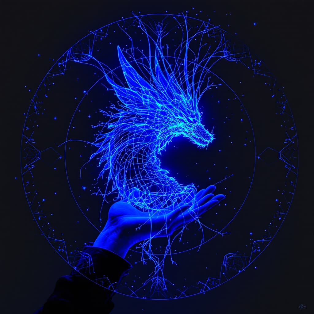 AI generated: dibujar solo circulo contorno bioluminiscente azul