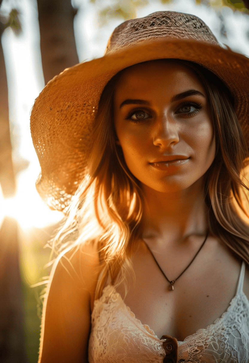 AI generated: HDR photo of beautiful woman, long bronze hair, light-blue eyes, happy and smiling, fair complexion,...