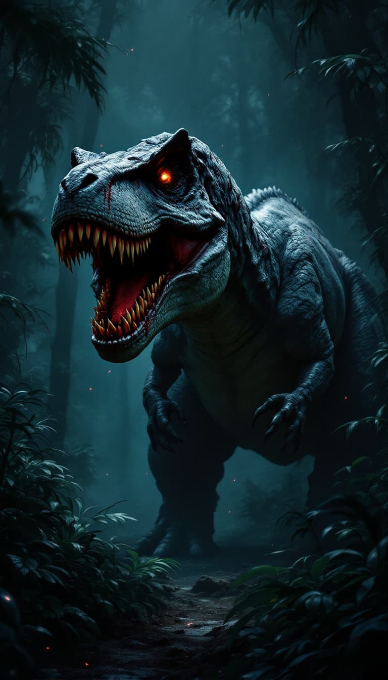 AI generated: A hyper-realistic digital painting of the terrifying Tyrannosaurus rex, the king of the prehistoric ...