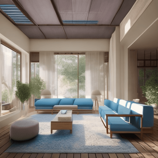 AI generated: High resolution photography interior design, dreamy sunken living room conversation pit, wooden floo...