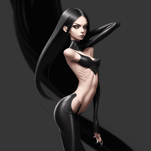 AI generated: ultra skinny girl with long black curved claws, 