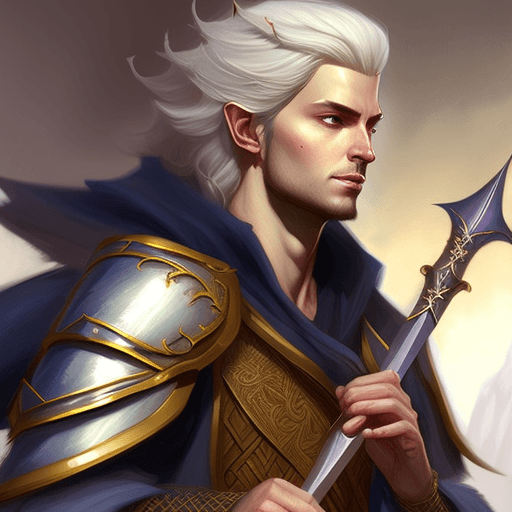 AI generated: dnd character portrait of a royal male aasimar musician, fantasy concept art, dnd character art, dig...