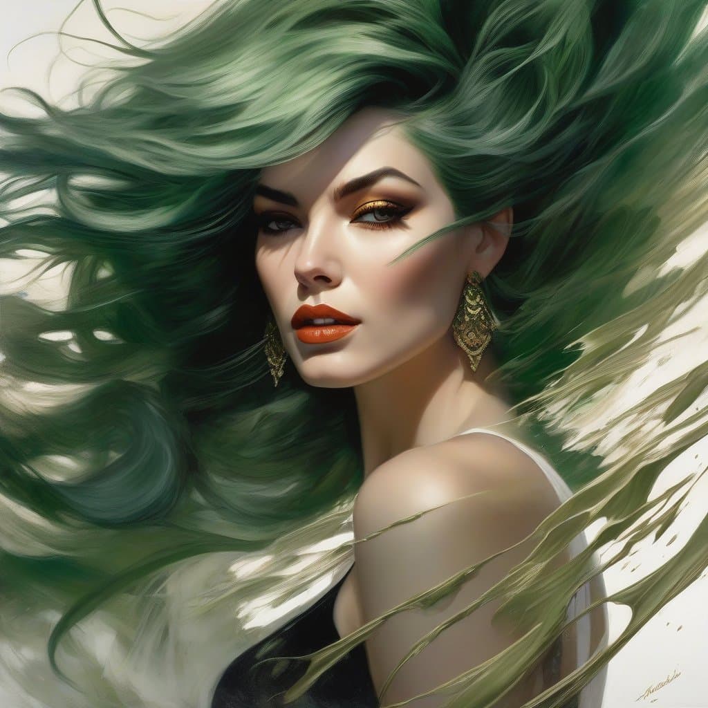 AI generated: portrait of a girl in water style