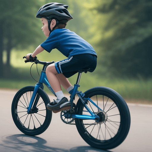 AI generated: boy ride a bike with his brake leg 