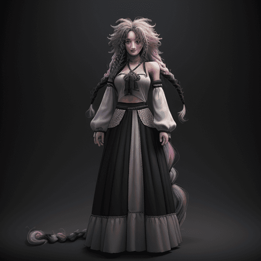 AI generated: (full body:1.2), (Smokexxx:1.4), 1girl with really wild hair, (wavy multicolor hair:1.2), (two long ...