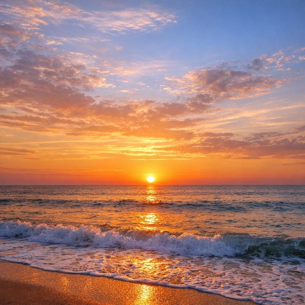 AI generated: Sunrise witjh sea