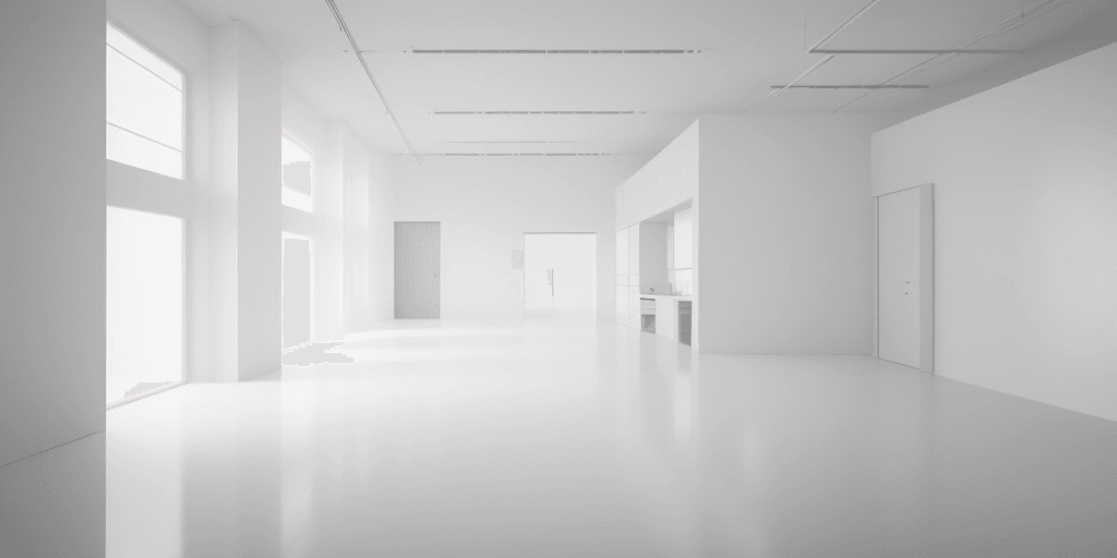 AI generated: white laboratory, with minimalist design and clean lines, spacious and minimalist, photographed by B...