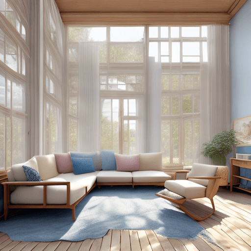 AI generated: High resolution photography interior design, dreamy sunken living room conversation pit, wooden floo...