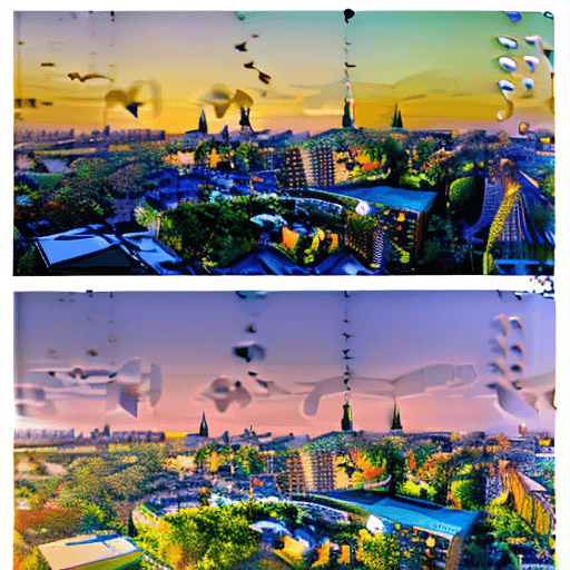 AI generated: futuristic scenery of berlin in the morning glory in summer