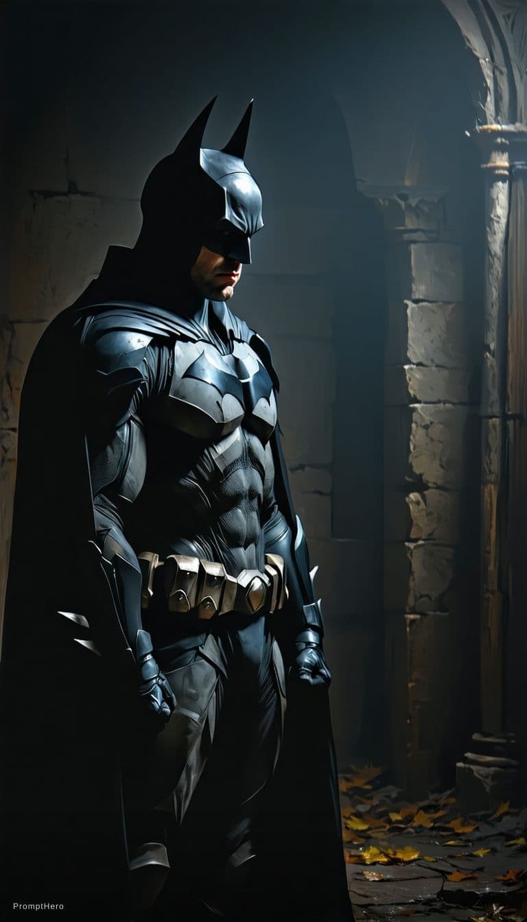 AI generated: digital wallpaper portrait of batman, dark knight, in the style of comics, 8k, rough, marvel comics,...