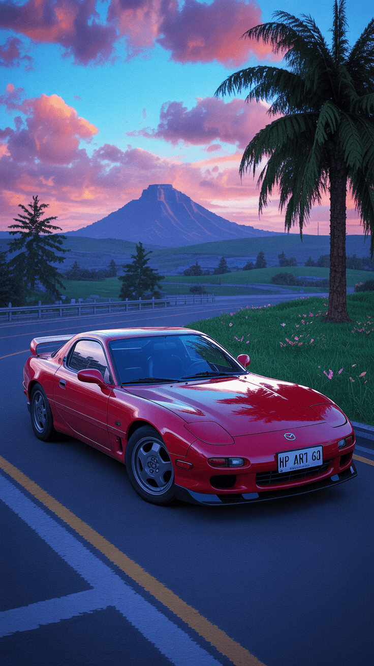 AI generated: A Mazda RX7 1997, best pixel art, neo-geo graphical style, retro nostalgic masterpiece, 128px, 16-bi...