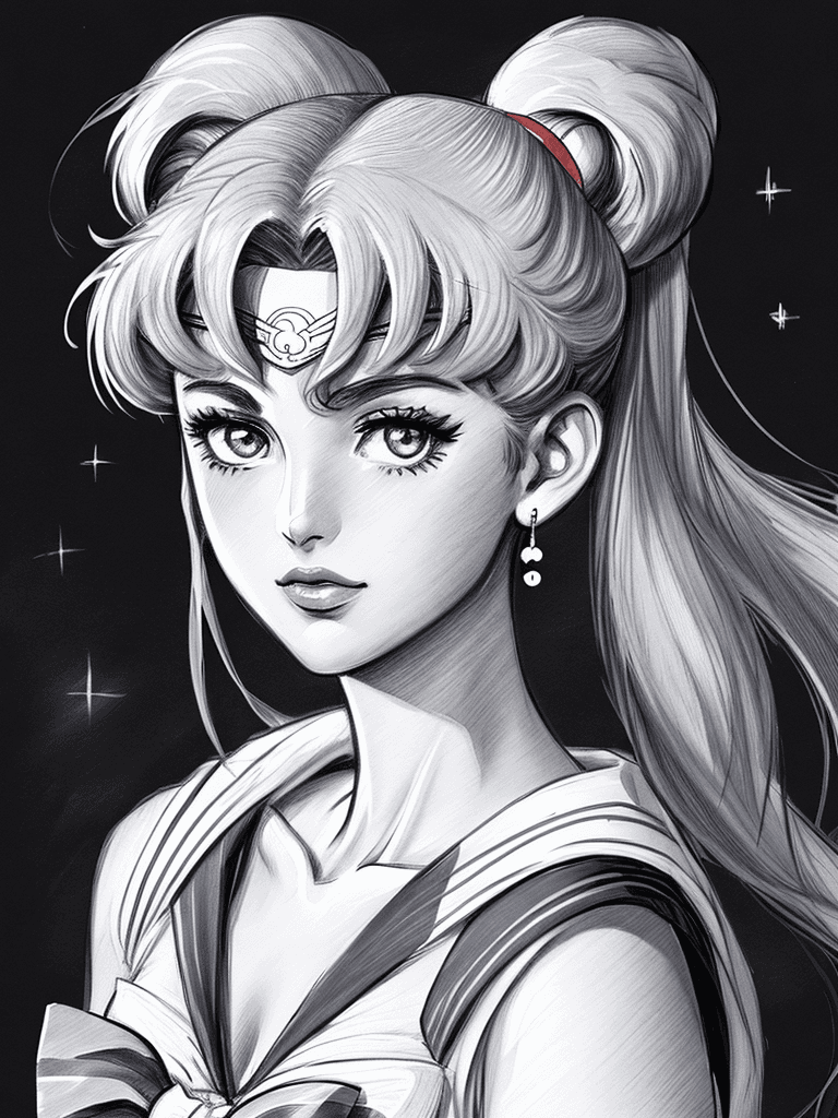 AI generated: sailor moon sketch portrait