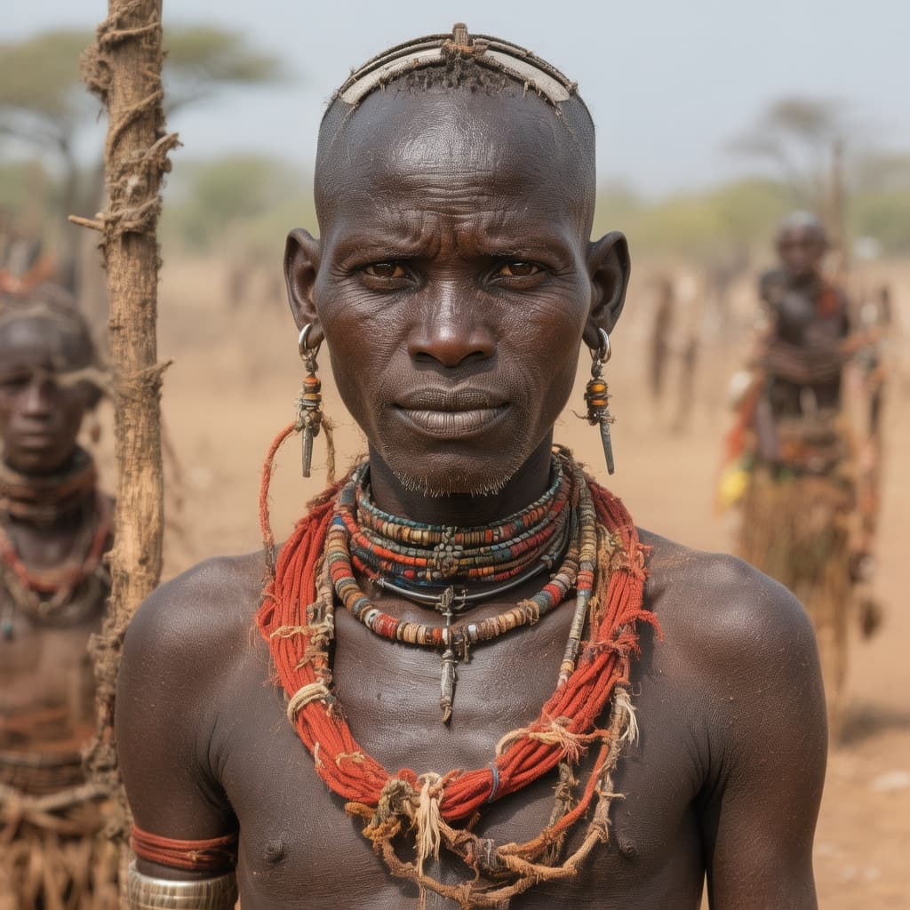 AI generated: Ultra realistic image of the tallest African tribe with the text 'Africa's Tallest Tribe, The Dinka ...
