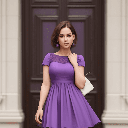 AI generated: Woman wearing a short purple dress