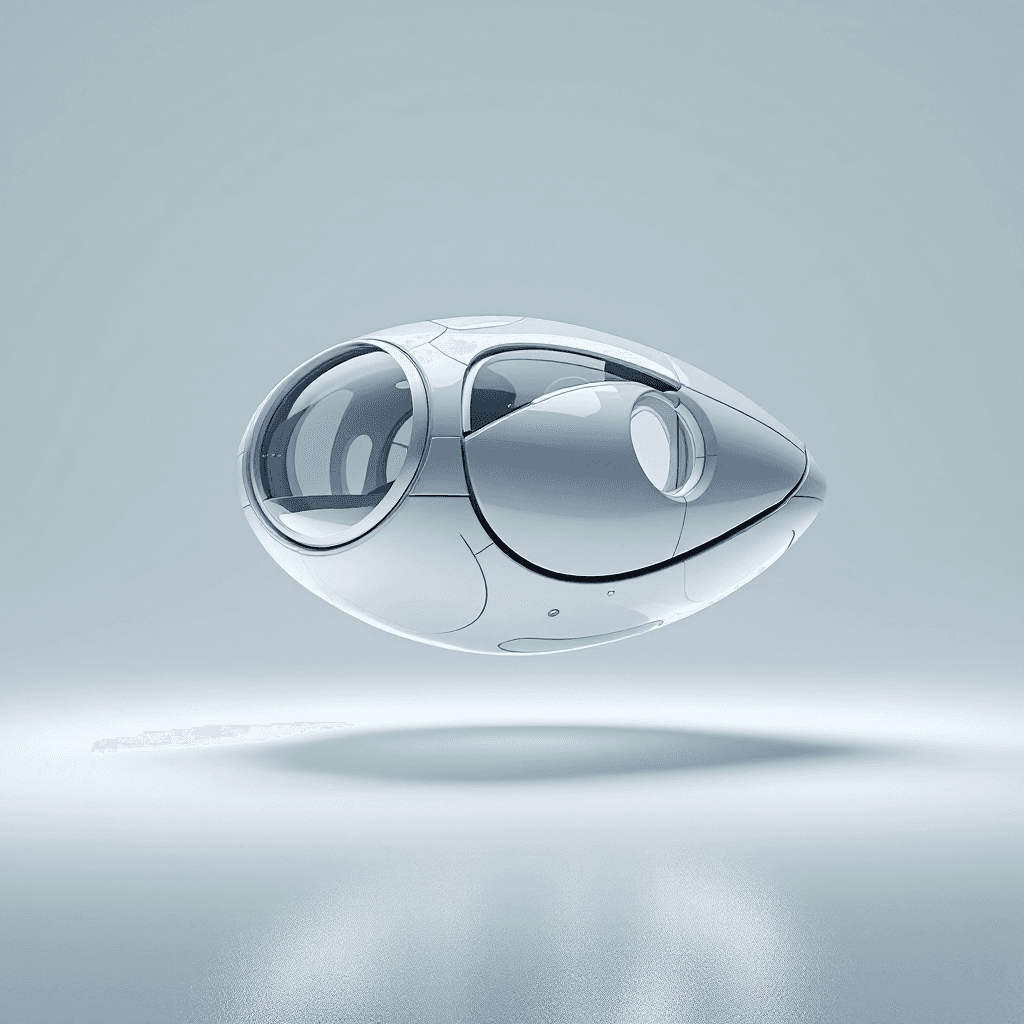 AI generated: Futuristic pod floating realistic image with white background

minimalist sci-fi, geometric shapes, ...