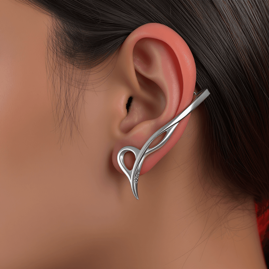 AI generated: Generate a high-detail 3D model of a unisex, one-size-fits-all jewelry accessory that combines futur...