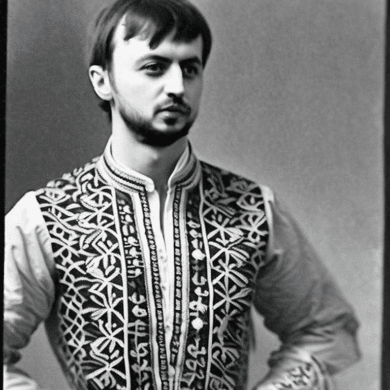 AI generated: the photo should show the Ukrainian writer Ivan Franko who has approximately 30 years old and is dre...