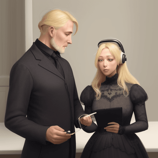 AI generated: (exasperated:0.40) husband trying to teach his (reluctant:0.50) ((blonde, Anglo):0.30) wife how to u...