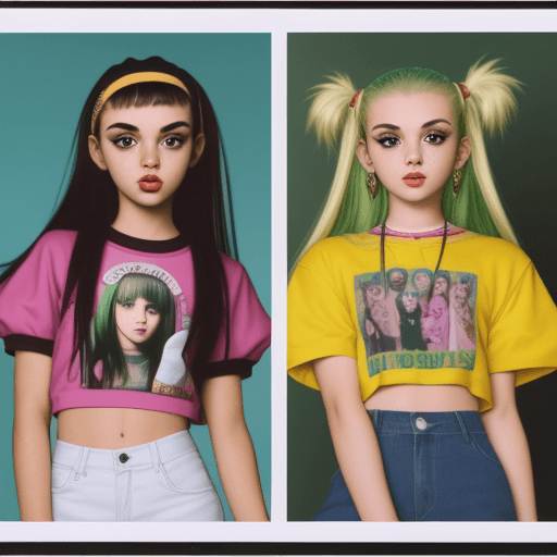 AI generated: Kooky portraits of 2000’s mall teens in calssic clothing, shot on VHS