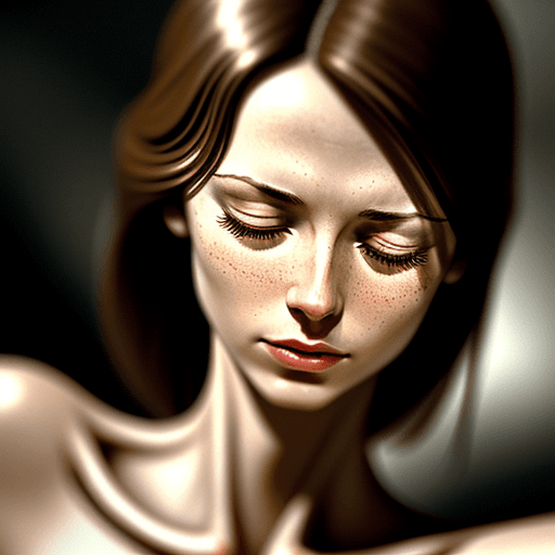 AI generated: .cinematic medium closeup of a slim european woman, (hyper detailed skin), closed eyes,