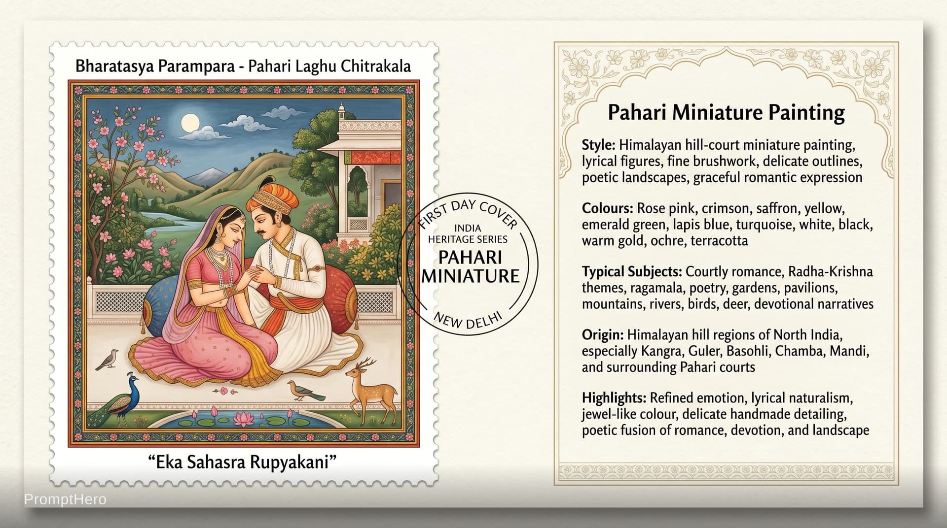 AI generated: Create a 16:9, 4K premium commemorative First Day Cover envelope inspired by India Post heritage des...