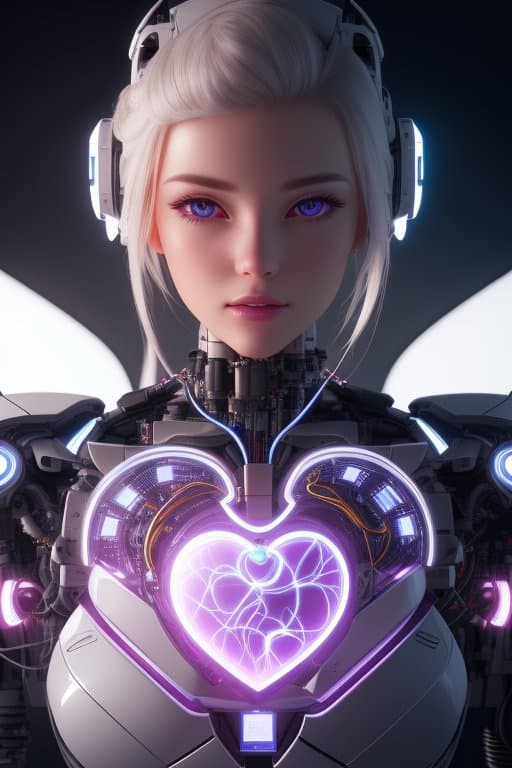 AI generated: complex 3d render ultra detailed of a beautiful porcelain heart, cyborg, robotic parts, cinematic li...