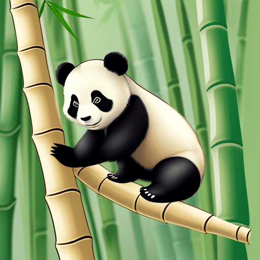 AI generated: A panda with cute face climb bamboo tree