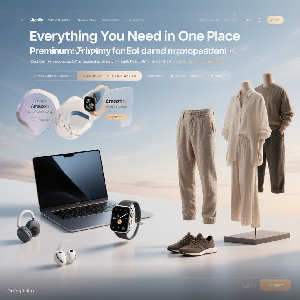 AI generated: Luxury e-commerce homepage hero banner for a global Shopify marketplace, premium Amazon-inspired des...