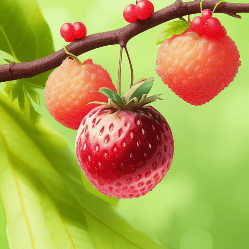 AI generated: juicy appetizing fruit on a tree branch, beautiful, stylish
