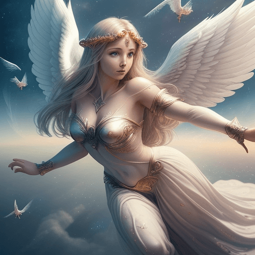 AI generated: create image of woman, face of angel, Perfectly-centered photograph of a real life godly ((angel)) w...