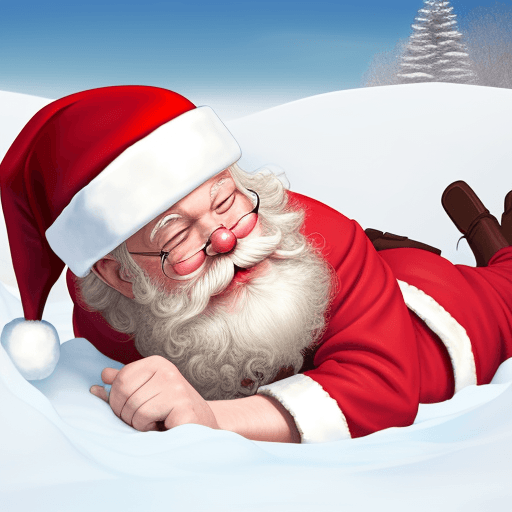 AI generated: Drunk Santa lying in a snowdrift