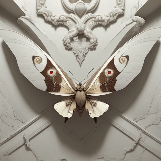 AI generated: Polyphemus moth, open wings with baroque wing details, sharp details, raspberry and sage, carravagio...