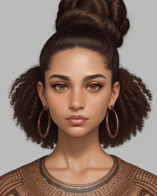 AI generated: a psychologist with curly brunette hair in a top knot, brown eyes, mixed race, south african looking...